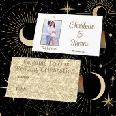 Tarot bruiloft thema | The Lovers Gold Naam Foto Plaatskaartje