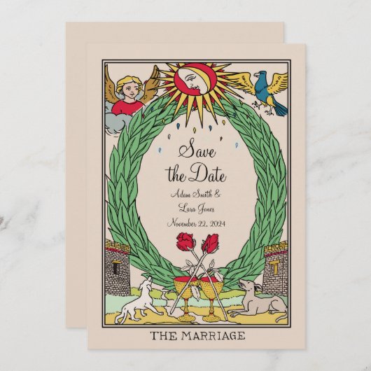 Tarot bruiloft uitnodiging - Tarot Bewaar de datum (Voorkant / Achterkant)