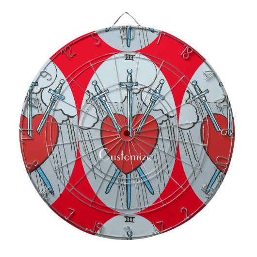 Tarot Card 3 Swords Thunder_Cove Dartbord (Voorkant)