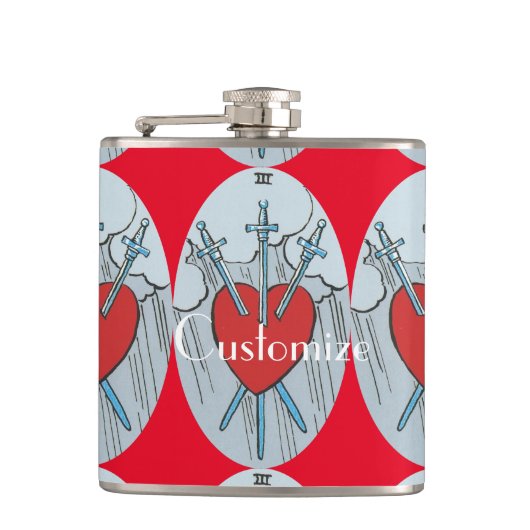 Tarot Card 3 Swords Thunder_Cove Heupfles (Voorkant)