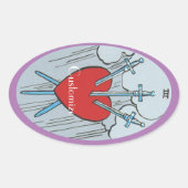 Tarot Card 3 Swords Thunder_Cove Ovale Sticker (Voorkant)