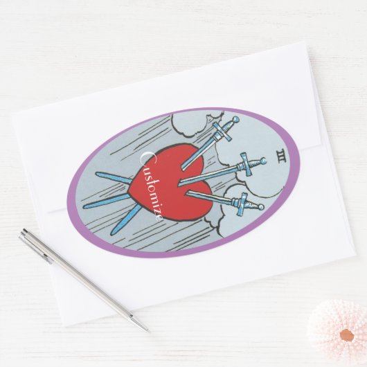Tarot Card 3 Swords Thunder_Cove Ovale Sticker (Envelop)