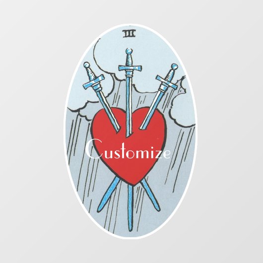 Tarot Card 3 Swords Thunder_Cove Raamsticker (Vel)