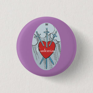 Tarot Card 3 Swords Thunder_Cove Ronde Button 3,2 Cm