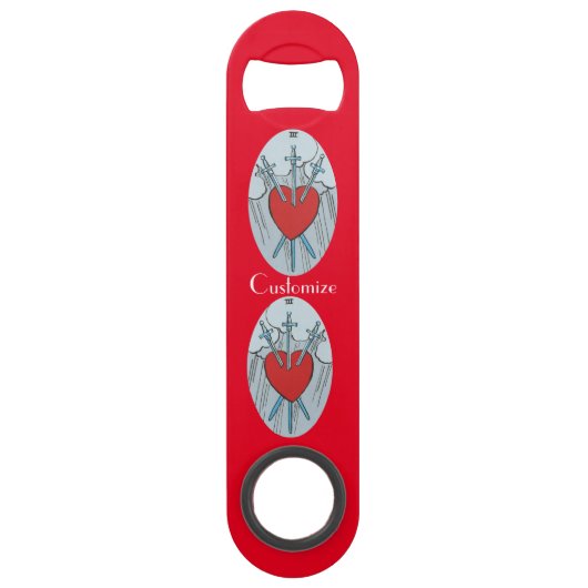 Tarot Card 3 Swords Thunder_Cove Speed Flessenopener (Voorkant)
