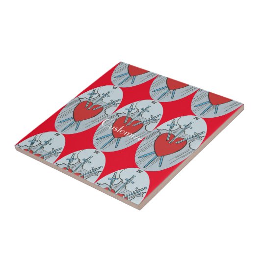 Tarot Card 3 Swords Thunder_Cove Tegeltje (Zijkant)