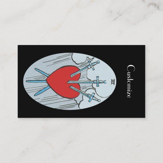 Tarot Card 3 Swords Thunder_Cove Visitekaartje (Achterkant)