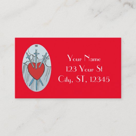 Tarot Card 3 Swords Thunder_Cove Visitekaartje (Voorkant)