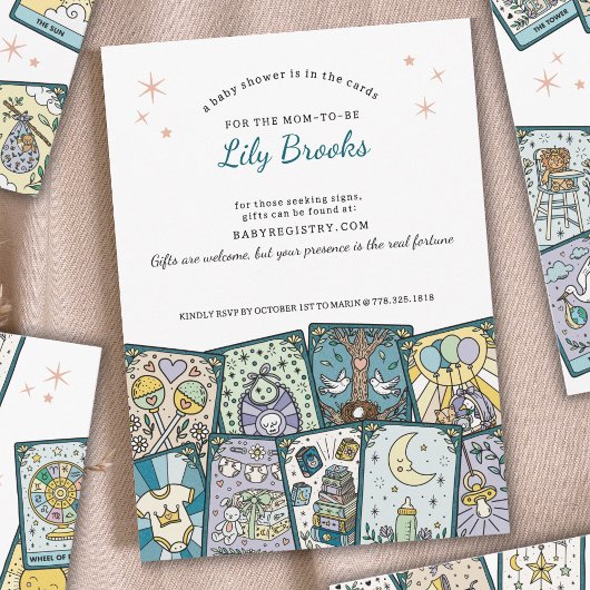 Tarot Card Baby Girl Baby Shower Invitations Kaart