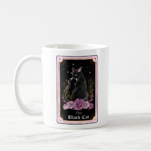 Tarot Card Black Cat Pink Witchy Celestial Koffiemok