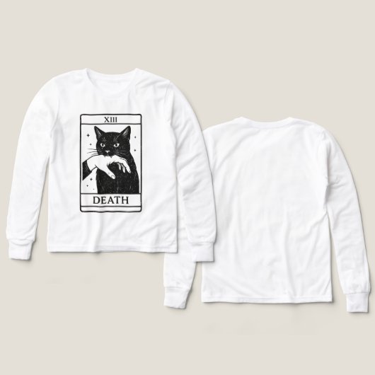 Tarot Card Black Cat Shirt – Tarot Death Tee, Witc (Voorkant /achterkant)