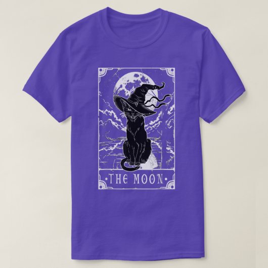 Tarot Card Crescent Moon And Black Cat Witch Hat H T-shirt (Design voorkant)