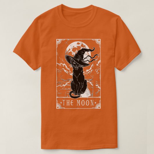 Tarot Card Crescent Moon And Black Cat Witch Hat H T-shirt (Design voorkant)