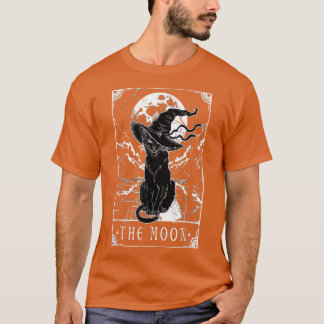 Tarot Card Crescent Moon And Black Cat Witch Hat H T-shirt