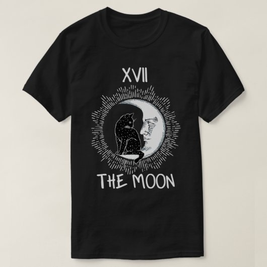 Tarot Card Crescent Moon and Cat Graphic jersey PR T-shirt (Design voorkant)