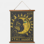 Tarot Card Crescent Moon Cleopatra en Sphynx Cat Hangend Wandkleed (Voorkant)