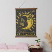 Tarot Card Crescent Moon Cleopatra en Sphynx Cat Hangend Wandkleed (Slaapkamer)