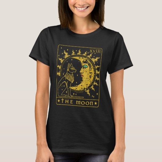 Tarot Card Crescent Moon Cleopatra en Sphynx Cat T-shirt (Voorkant)
