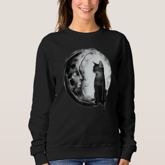 Tarot Card Crescent Moon en Cat Halloween Trui (Voorkant)