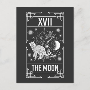 Tarot Card Crescent Moon Occult Cat Gothic Witch Briefkaart