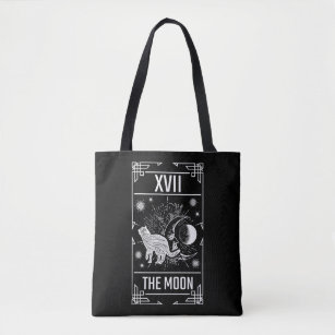 Tarot Card Crescent Moon Occult Cat Gothic Witch Tote Bag