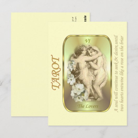 Tarot Card - De Lovers Briefkaart (Voorkant / Achterkant)
