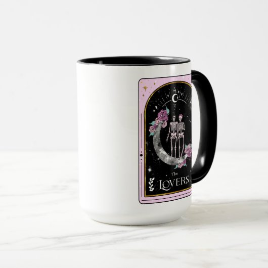 Tarot Card De Lovers Moon Pink Witchy Celestial Mok (Voorkant rechts)