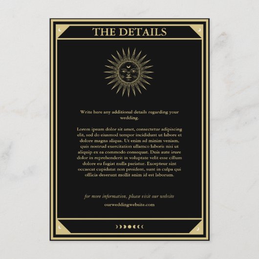 Tarot Card Elegant Wedding Details  Sun Informatiekaartje (Voorkant)