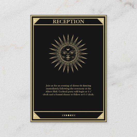 Tarot Card Elegant Wedding Reception  Sun Informatiekaartje (Voorkant)