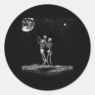 Tarot Card Kissing Skeleton Love Bones Horror Goth Ronde Sticker