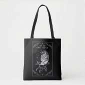 Tarot Card Moon en Cat Crescent Illustratie Tote Bag (Voorkant)