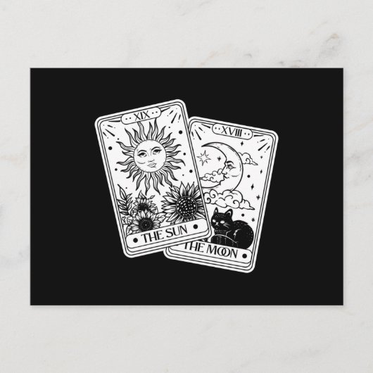 Tarot Card Sin and Moon, Cat Briefkaart (Voorkant)