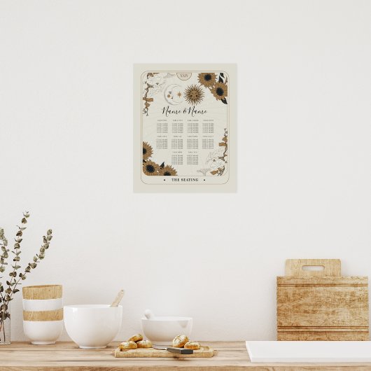 Tarot Card Table 10 Seating Plan Wedding Sun Moon Poster (Keuken)