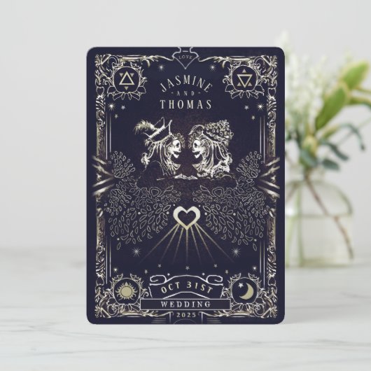 Tarot Card Wedding Uitnodiging (Staand voorkant)