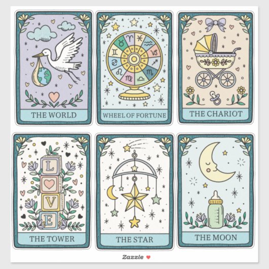 Tarot Cards Baby Shower Stickers (Vel)