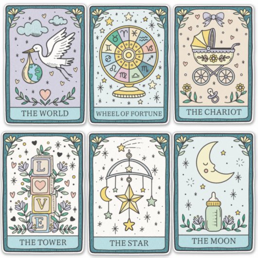 Tarot Cards Baby Shower Stickers (Voorkant)