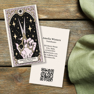 Tarot Celestial Vintage Kapsalon Gouden Schaar Visitekaartje