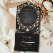 Tarot Celestial Wedding Sun Moon Stars Gold All In One Uitnodiging