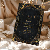 Tarot Celestial Wedding Sun Moon Stars Gold Save The Date