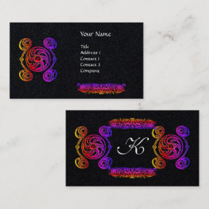 TAROT COLORFUL CELTIC DRAWINGS GEM MONOGRAM Black Visitekaartje