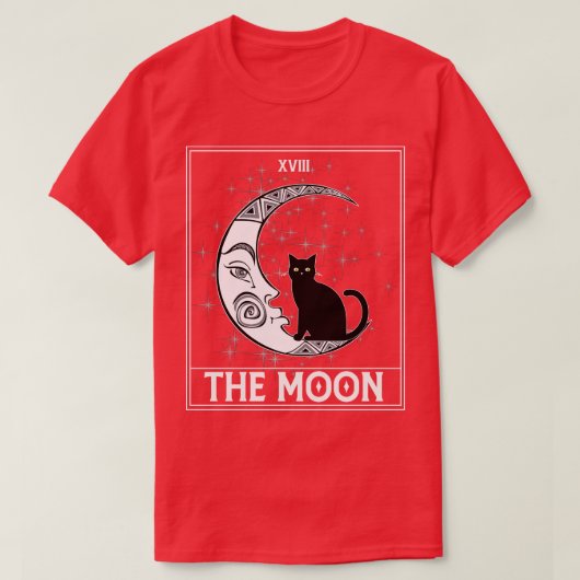 Tarot d Crescent Moon en Black Cat Kosmische Graph T-shirt (Design voorkant)