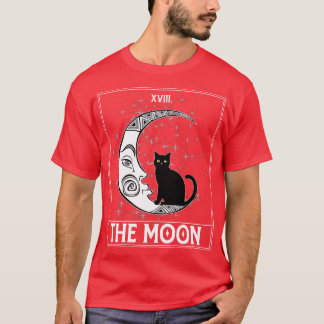Tarot d Crescent Moon en Black Cat Kosmische Graph T-shirt