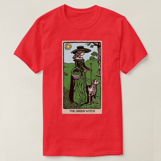Tarot de groene heks t-shirt (Design voorkant)
