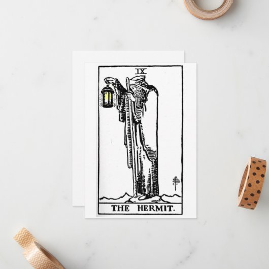 Tarot: De Hermit Notecards Notitiekaartje (Voorkant / Achterkant in situ)