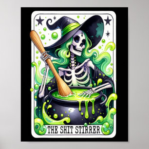 Tarot De Stirrer Grappige Halloween Heks Tarot Kaa Poster