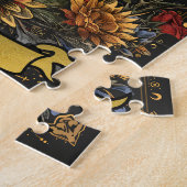 Tarot Death Card Gothic Witchy Skull & Flowers Legpuzzel (Zijkant)