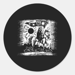 Tarot Death Kaart Blackcraft Ronde Sticker