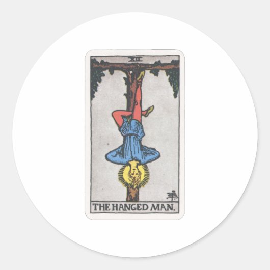 Tarot Der Gehängte The hanged Man Ronde Sticker (Voorkant)