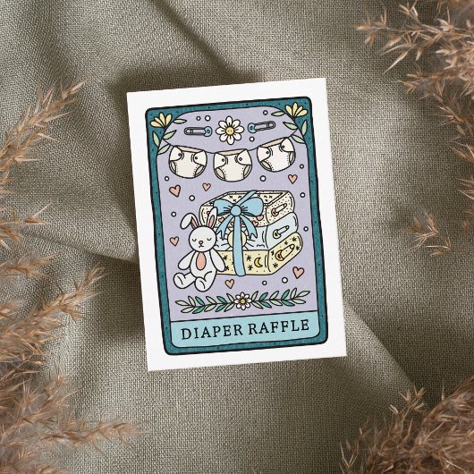 Tarot Diaper Raffle Boy Baby Shower Enclosure Card Informatiekaartje