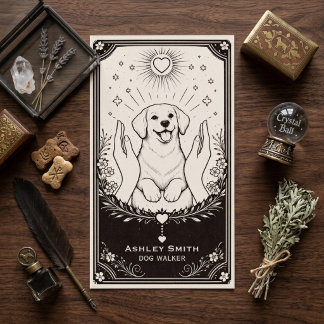 Tarot Dog Walker Boho Mistycal Puppy Business Card Visitekaartje